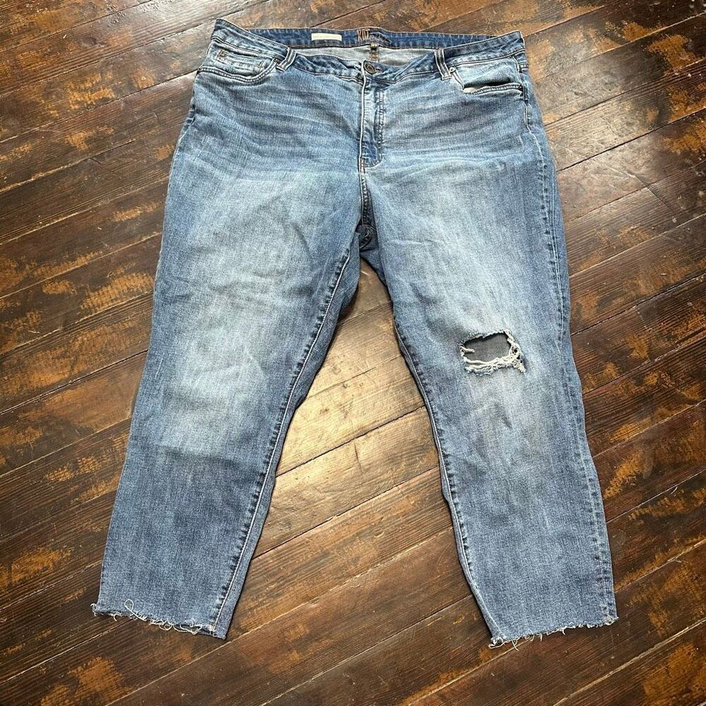 Kut from the Kloth Katy high rise ankle straight leg 18 raw hem jeans